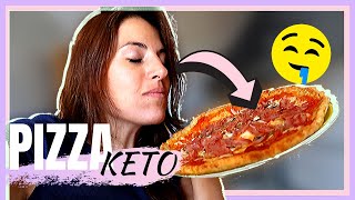 Pizza Keto Harina De Almendras 🍕 LA MEJOR PIZZA KETO DEL MUNDO 🍕 dieta cetogenica 🍕 [upl. by Ahsekal]