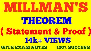 MILLMANS THEOREM  STATEMENT amp PROOF OF MILLMANS THEOREM  WITH EXAM NOTES [upl. by Okoyk]