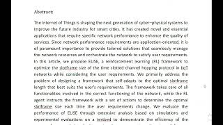 ELISE A Reinforcement Learning Framework to Optimize the Slotframe Size of the TSCH Protocol in IoT [upl. by Akinyt321]