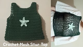 crochet mesh star top  easy tutorial  for beginners [upl. by Assylem]