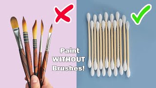 23 COOL PAINTING HACKS AND ART IDEAS FOR BEGINNERS  Paint WITHOUT Brushes drawing art [upl. by Ahsrat]