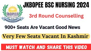 JKBOPEE BSC NURSING SEAT METRIX VERY FEW SEATS IN KASHMIR 900 TOTAL SEATS ARE STILL VACANT [upl. by Ritchie572]