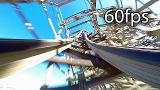 Goliath between the rails POV 60fps Six Flags Great America [upl. by Bonina]