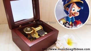 Wooden Wind Up Clorkwork Hurdy Gurdy Sankyo Music Box Disney Pinocchio When You WIsh Upon A Star [upl. by Yarezed872]