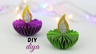 Paper Diya Making For Diwali  Diwali Decoration Ideas At Home  Diya Decoration ideas [upl. by Dlnaod]