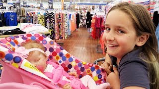 Shopping with Reborn Baby Doll Olivia and Sophia for Newborn Baby Supplies at Walmart Shopping Haul [upl. by Kacie]