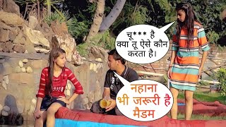 नहाना भी जरुरी है मैडम Prank On Cute Girl Gone Wrong By Basant Jangra In Swimming Pool [upl. by Noid]