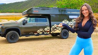 Am I MOVING into a 300000 CHEVY TRUCK CAMPER Full Tour Living in 4x4 Off Road Chevrolet Silverado [upl. by Tterab]