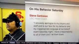 Steve Sarkisian drunk at Salute to Troy on ESPN Sportscenter USC [upl. by Inait]