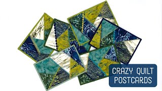 Crazy Quilt Postcard Live Demonstration with Jackie Erickson [upl. by Eimorej]