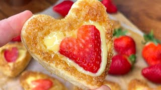 Pâtisserie à la Fraise au Coeur Crémeux  Dessert Pâte Feuilletée ♥ [upl. by Aneez]