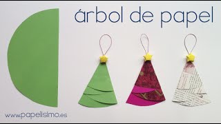 Cómo hacer adorno navideño árbol de papel con medio circulo [upl. by Hellah924]