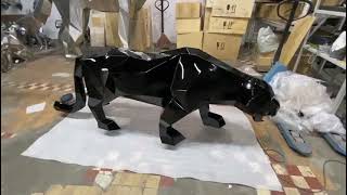 Stainless steel life size Panther sculpture [upl. by Haraf]