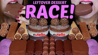 ASMR LEFTOVER DESSERT RACE CHOCOLATE SOUFFLE DOVE ICE CREAM PURPLE MOCHI CHOCO CONES FERRERO 먹방 [upl. by Attemaj]