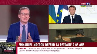 Macron défend la retraite à 65 ans [upl. by Adaliah]