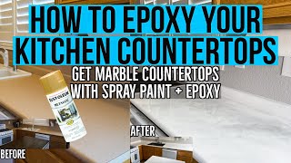 HOW TO EPOXY COUNTERTOPS  WHITE MARBLE COUNTERTOP  EPOXY COUNTERTOP DIY  RENEW OLD COUNTERTOPS [upl. by Harrad]