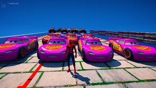 Cars McQueen Crazy Challenge  Gta 5 Spiderman Ragdolls Lightning And Monster Truck McQueen [upl. by Bettencourt]