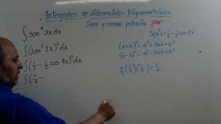 INTEGRALES DE DIFERENCIALES TRIGONOMETRICOS Integral de seno con potencia par Integral sen42xdx [upl. by Ramaj]