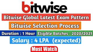 Bitwise Global Latest Test Pattern  Bitwise Recruitment Process 2021  Smart Learning [upl. by Mchenry597]