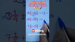 Adding mixed Fractions 🤯💥only Explain4u 🖋️education maths trending youtubeshorts ytshorts [upl. by Aeslehs]