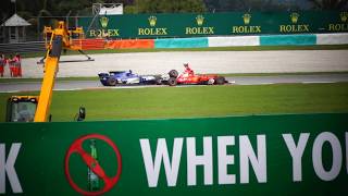 2017 Malaysia gp Vettel going back to pits with Wehrlein [upl. by Noswal15]