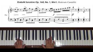 Diabelli Sonatina in F Major Op168 No1 I Moderato Cantabile Piano Tutorial [upl. by Neerac]