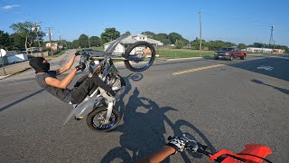 YZ450 AND CRF250R WHEELIES THROUGH TRAFFIC [upl. by Christin770]