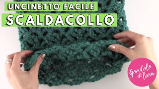 SCALDACOLLO ALLUNCINETTO FACILE con punto traforato spiegato lentamente crochet cowl [upl. by Nylirem247]