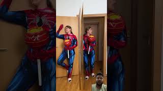 ￼ spider woman with big big lollipop spiderman funny marvel cosplay superman comedyshorts [upl. by Arman218]