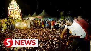 Annual procession of Lord Murugans chariot arrives in Batu Caves for Thaipusam celebration [upl. by Devland]