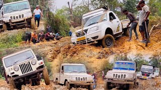 Tata yodha 4x4 Legand Mahindra Max pickup and many Bolero pickup working in muddy road  Offroad [upl. by Aicirtac221]