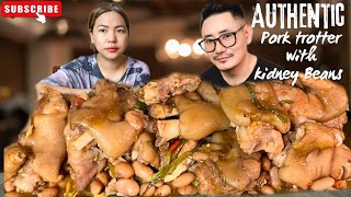 Pork trotters with kidney beans  Northeast India naga mukbang mukbang food [upl. by Man]