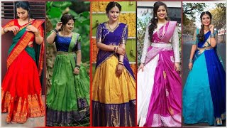 Latest Pattu Half Saree DesignsLatest Pattu Pavadai DesignsSilk Lehenga Designs [upl. by Naujik353]