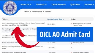 OICL AO Admit Card 2024 Written Exam Date Announced Check Paper Pattern [upl. by Dusa954]