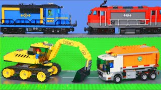 Koparki LEGO śmieciarka pociągi  zabawki dla dzieci  Excavator and trains for kids [upl. by Reivilo]