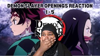 Demon Slayer openings 1  5 REACTION  鬼滅の刃 [upl. by Namus721]