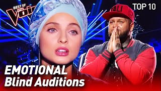 TOP 10  MOST EMOTIONAL Blind Auditions in The Voice that made the Coaches cry [upl. by Steele455]