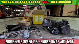 E12 Zongshen 5 speed 190cc engine swap  test ride HELLCOUGAR TaoTao Hellcat Raptor 190cc [upl. by Gayn411]