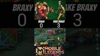 Braxy vs Fake braxy🔥 1v1 Real vs Fake who will be win🔥 braxy chou mlbb shorts [upl. by Boulanger]