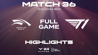 Full Highlights HLE vs T1  Match 36  LCK Mùa Hè 2024 [upl. by Pius936]