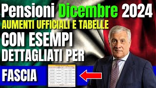 Pensioni Dicembre 2024 Aumenti Ufficiali e Tabelle con Esempi Dettagliati per Fascia [upl. by Gianna]