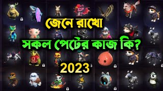 ফ্রী ফায়ারের সকল পেটের কাজ কি  Free Fire All Pet Ability 2023 Bangla  Ar Gaming School [upl. by Jannel]