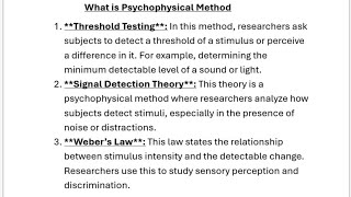 What at is Psychophysical Method in Experimental Psychology [upl. by Suertemed702]