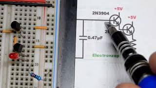 Basic prototype circuit using LEDs as a light sensor and 2N3904 NPN BJT Emitter Follower Amplifier [upl. by Yrallam]