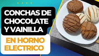 Como hacer conchas de chocolate y vainilla  como hacer conchas de chocolate en casa HornoElectrico [upl. by Anirtac26]