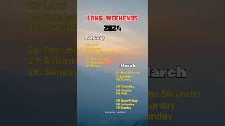 Long Weekends in 2024 travelshorts holidaycalendar 2024 weekend [upl. by Ynner]