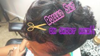 How to rollerset on short relaxed hair [upl. by Iliak94]