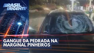 Criminos atiram blocos de concreto de ponte em SP  Brasil Urgente [upl. by Yann746]