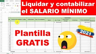 Como Liquidar el SALARIO MINIMO 2021 en COLOMBIA con Excel plantilla gratis [upl. by Hoebart]