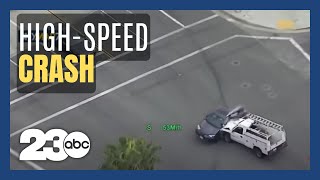 LIVE Police chase underway in LA area HUGE CRASH [upl. by Leiuqese]